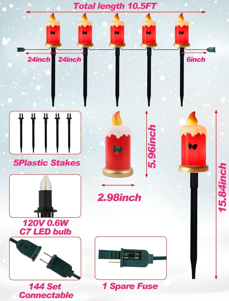 Adirxon 5-Pack Bright C7 Christmas Yard Stakes, Professional Outdoor Pathway Lights for Walkway, Heavy Duty Waterproof Holiday Decorations for Lawn & Winter Display - Image 2